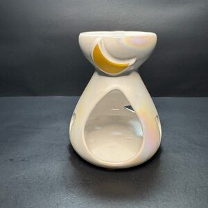 White Ceramic Oil/Wax Warmer Hand Made Poland Moon Design Tea Light Candle Use